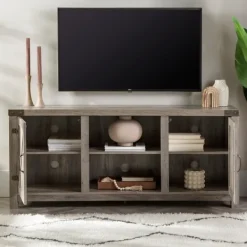 Tv Stands & Media Consoles-Kirkland's Home Wash Barn Doors Tv Stand Gray