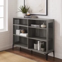 Bookshelves-Kirkland's Home Wash Bookshelf With Mesh Sides Gray