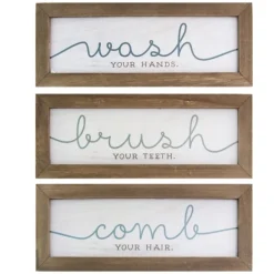 Wall Quotes & Signs-Kirkland's Home Wash Brush Comb Framed Wall Plaques, Set Of 3 Multi
