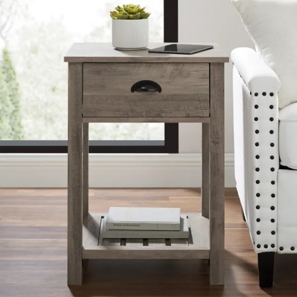 Accent & End Tables-Kirkland's Home Wash Country Accent Table Gray