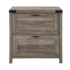 Office Furniture-Kirkland's Home Wash 2-Drawer Wood File Cabinet Gray