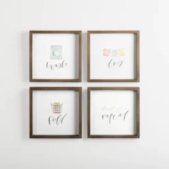 Wall Plaques-Kirkland's Home Wash Dry Fold Wall Plaques, Set Of 4 White/Multi