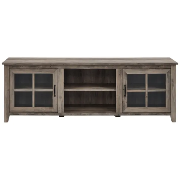 Tv Stands & Media Consoles-Kirkland's Home Wash Glass Door Tv Stand Gray