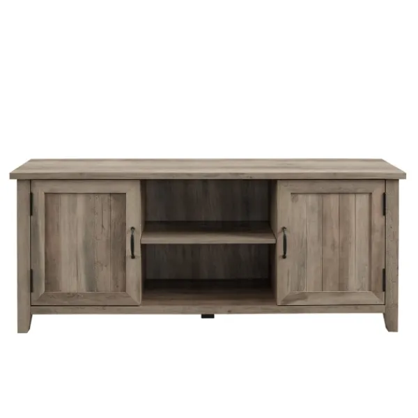 Tv Stands & Media Consoles-Kirkland's Home Wash Grooved Door Tv Stand Gray