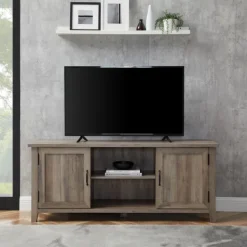 Tv Stands & Media Consoles-Kirkland's Home Wash Grooved Door Tv Stand Gray