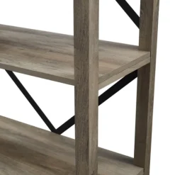 Bookshelves-Kirkland's Home Wash Metal X Frame Back Bookshelf Gray