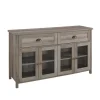 Cabinets & Sideboards-Kirkland's Home Wash Rustic Glass Front Sideboard Gray