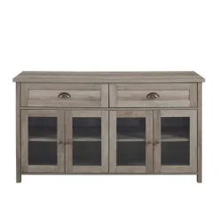 Cabinets & Sideboards-Kirkland's Home Wash Rustic Glass Front Sideboard Gray