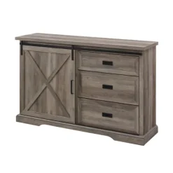 Cabinets & Sideboards-Kirkland's Home Wash Sliding Barn Door Sideboard Gray