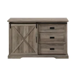 Cabinets & Sideboards-Kirkland's Home Wash Sliding Barn Door Sideboard Gray