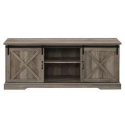 Tv Stands & Media Consoles-Kirkland's Home Wash Sliding Barn Door Tv Stand Gray