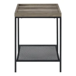 Accent & End Tables-Kirkland's Home Wash Square Tray Style Top Accent Table Gray