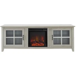 Tv Stands & Media Consoles-Kirkland's Home Wash Windowpane Fireplace Cabinet White