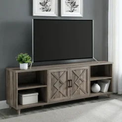 Tv Stands & Media Consoles-Kirkland's Home Wash Wood Helix Open Shelf Tv Stand Gray