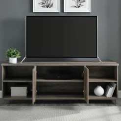 Tv Stands & Media Consoles-Kirkland's Home Wash Wood Helix Open Shelf Tv Stand Gray