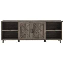 Tv Stands & Media Consoles-Kirkland's Home Wash Wood Helix Open Shelf Tv Stand Gray