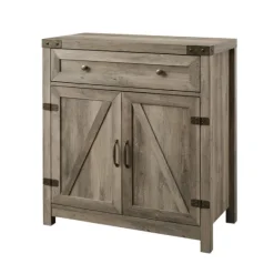 Cabinets & Sideboards-Kirkland's Home Wash Wooden And Metal Barn Door Cabinet Gray