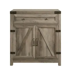 Cabinets & Sideboards-Kirkland's Home Wash Wooden And Metal Barn Door Cabinet Gray