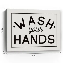 Wall Quotes & Signs-Kirkland's Home Wash Your Hands Giclee Canvas Art Print, 20X16 In. Black/White