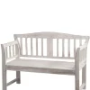 Benches & Ottomans-Kirkland's Home Washed Arched Wood Bench White