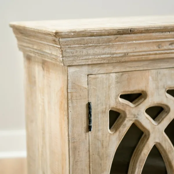 Cabinets & Sideboards-Kirkland's Home Washed Arched Wooden Cabinet White
