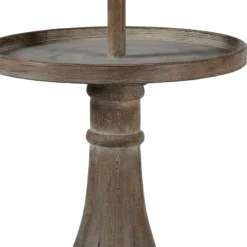 Floor Lamps-Kirkland's Home Washed Driftwood Floor Lamp With Tray Table Ivory