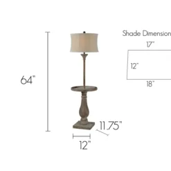 Floor Lamps-Kirkland's Home Washed Driftwood Floor Lamp With Tray Table Ivory