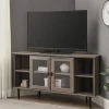 Tv Stands & Media Consoles-Kirkland's Home Washed Glass Door Corner Tv Stand Gray