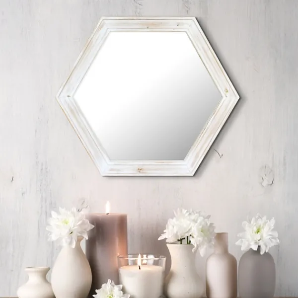 Decorative Mirrors-Kirkland's Home Washed Hexagon Frame Mirror White