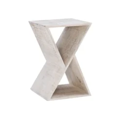 Accent & End Tables-Kirkland's Home Washed Mango Wood Hourglass Accent Table White