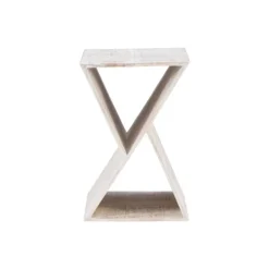 Accent & End Tables-Kirkland's Home Washed Mango Wood Hourglass Accent Table White