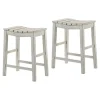 Bar Stools & Counter Height Stools-Kirkland's Home Washed Saddle Seat Counter Stools, Set Of 2 White