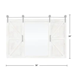 Decorative Mirrors-Kirkland's Home Washed Sliding Barn Door Wall Mirror White