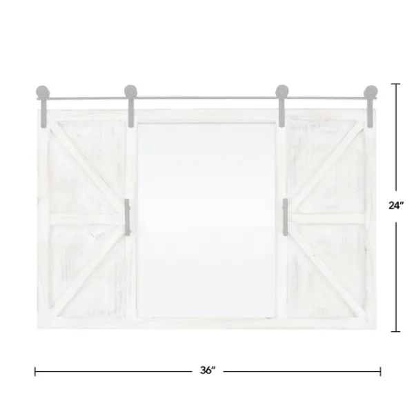 Decorative Mirrors-Kirkland's Home Washed Sliding Barn Door Wall Mirror White