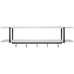 Shelves-Kirkland's Home Washed Two Tier Metal And Wood Wall Shelf White