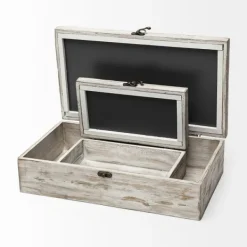 Baskets & Boxes-Kirkland's Home Washed Wood Boxes, Set Of 2 White