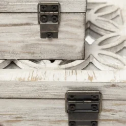 Baskets & Boxes-Kirkland's Home Washed Wood Boxes, Set Of 2 White