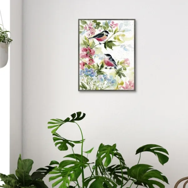 Canvas Art-Kirkland's Home Watercolor Birds I Framed Canvas Art Print Green/Red/White