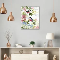Canvas Art-Kirkland's Home Watercolor Birds I Framed Canvas Art Print Green/Red/White