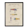 Framed Art-Kirkland's Home Watercolor Fish And Lure Patent Framed Art Print Multi