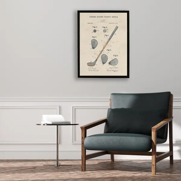 Framed Art-Kirkland's Home Watercolor Golf Club Framed Art Print Gray/Tan