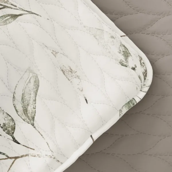 Quilts-Kirkland's Home Watercolor Leaves Reversible 2-Pc. Twin Quilt Set White/Green/Tan