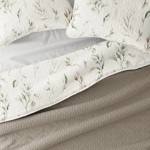 Quilts-Kirkland's Home Watercolor Leaves Reversible 2-Pc. Twin Quilt Set White/Green/Tan