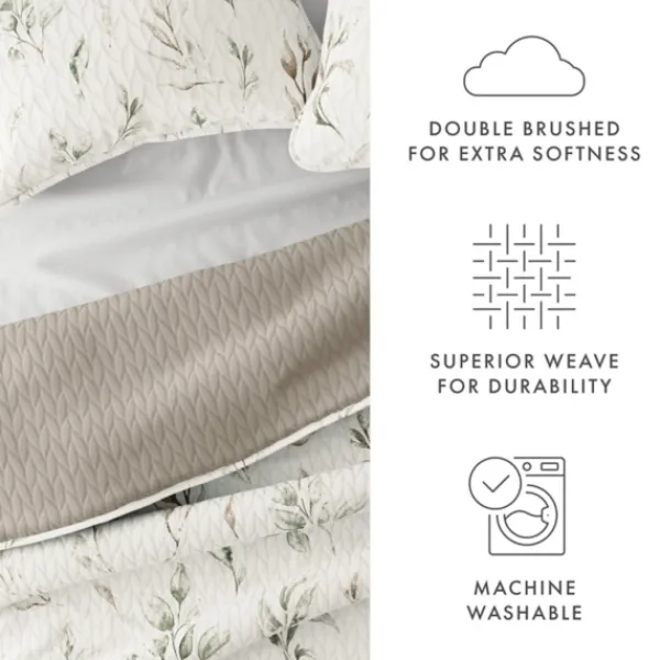 Quilts-Kirkland's Home Watercolor Leaves Reversible 2-Pc. Twin Quilt Set White/Green/Tan