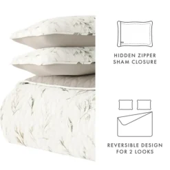 Quilts-Kirkland's Home Watercolor Leaves Reversible 2-Pc. Twin Quilt Set White/Green/Tan