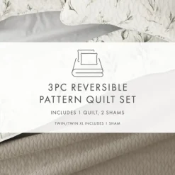 Quilts-Kirkland's Home Watercolor Leaves Reversible 2-Pc. Twin Quilt Set White/Green/Tan