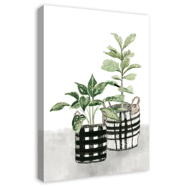 Canvas Art-Kirkland's Home Watercolor Plaid Vase Canvas Art Print, 20X30 In. Green/Black