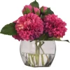 Arrangements & Greenery-Kirkland's Home Watered Magenta Dahlia Bouquet In Glass Vase Pink/Green