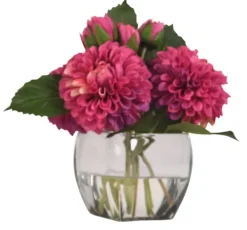 Arrangements & Greenery-Kirkland's Home Watered Magenta Dahlia Bouquet In Glass Vase Pink/Green