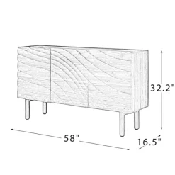 Cabinets & Sideboards-Kirkland's Home Wavy Wood 3-Door Sideboard Cabinet Brown